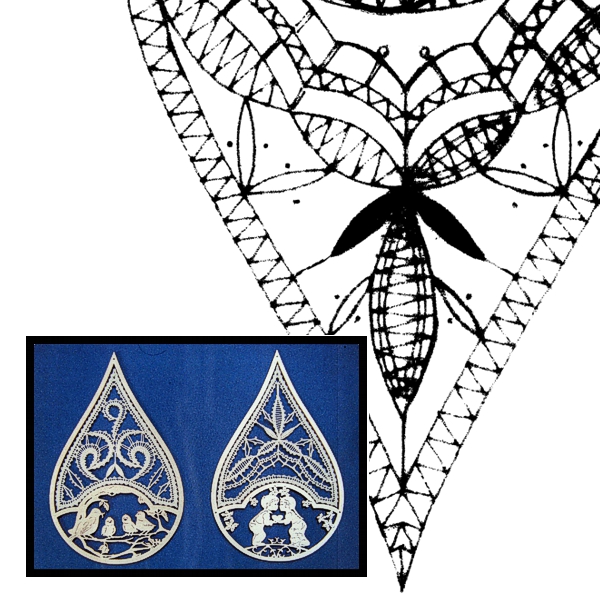 Klöppelbrief für Holztropfen mit Motiv