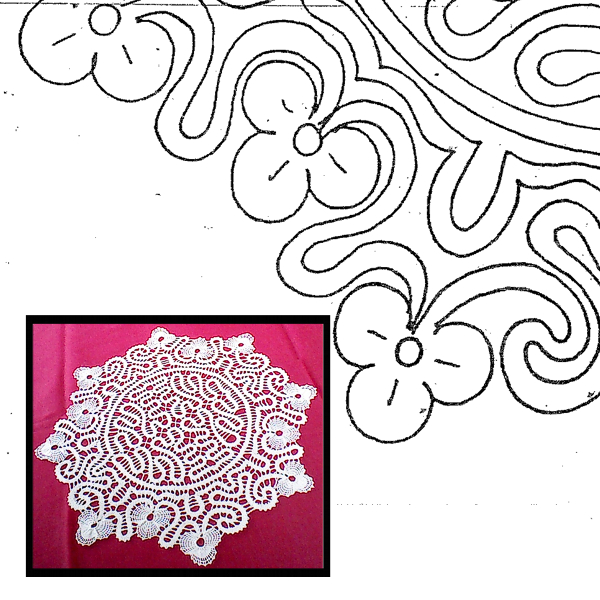 Klöppelbrief Decke achteckig