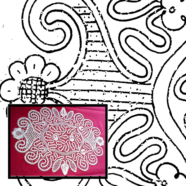 Klöppelbrief Decke oval