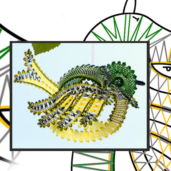 Klöppelbrief Vögelchen "Grünfink"