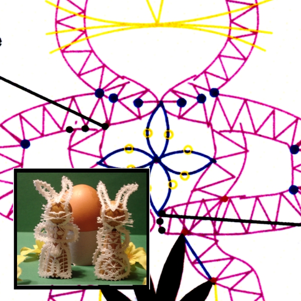 Klöppelbrief Hasenpaar