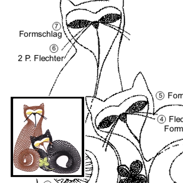 Klöppelbrief Katzenliebe 3