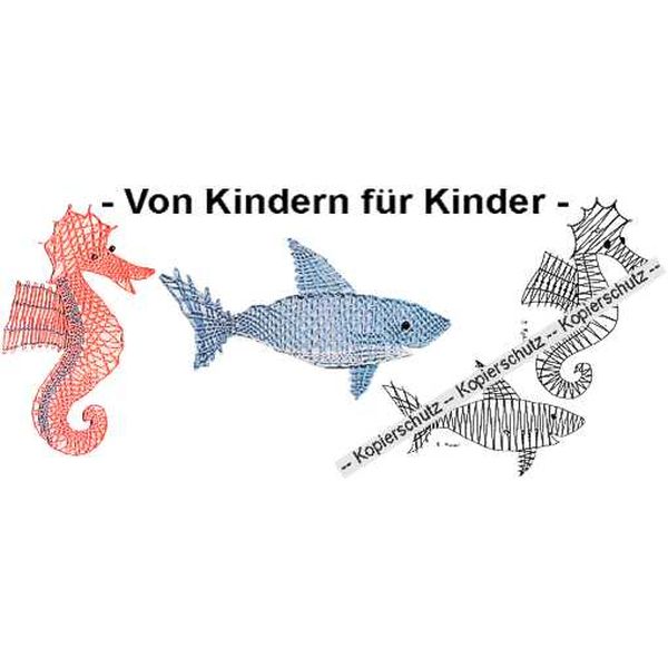 Klöppelbrief Seepferdchen & Hai