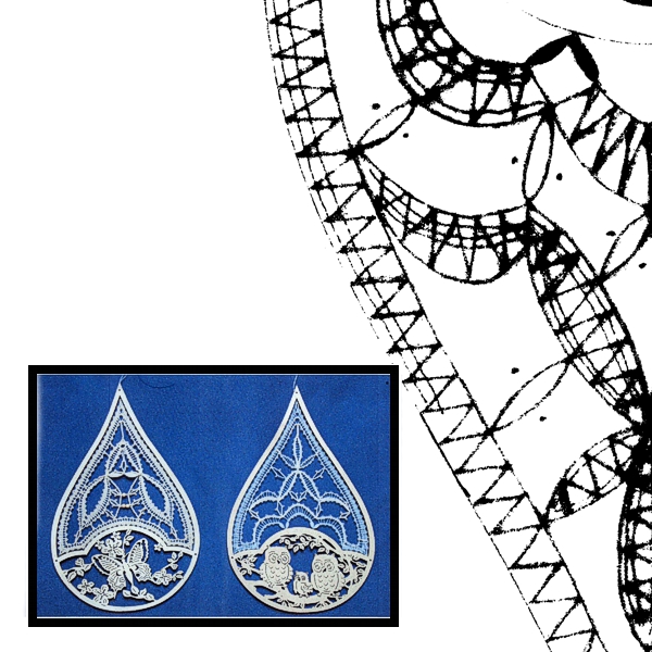 Klöppelbrief für Holztropfen mit Motiv