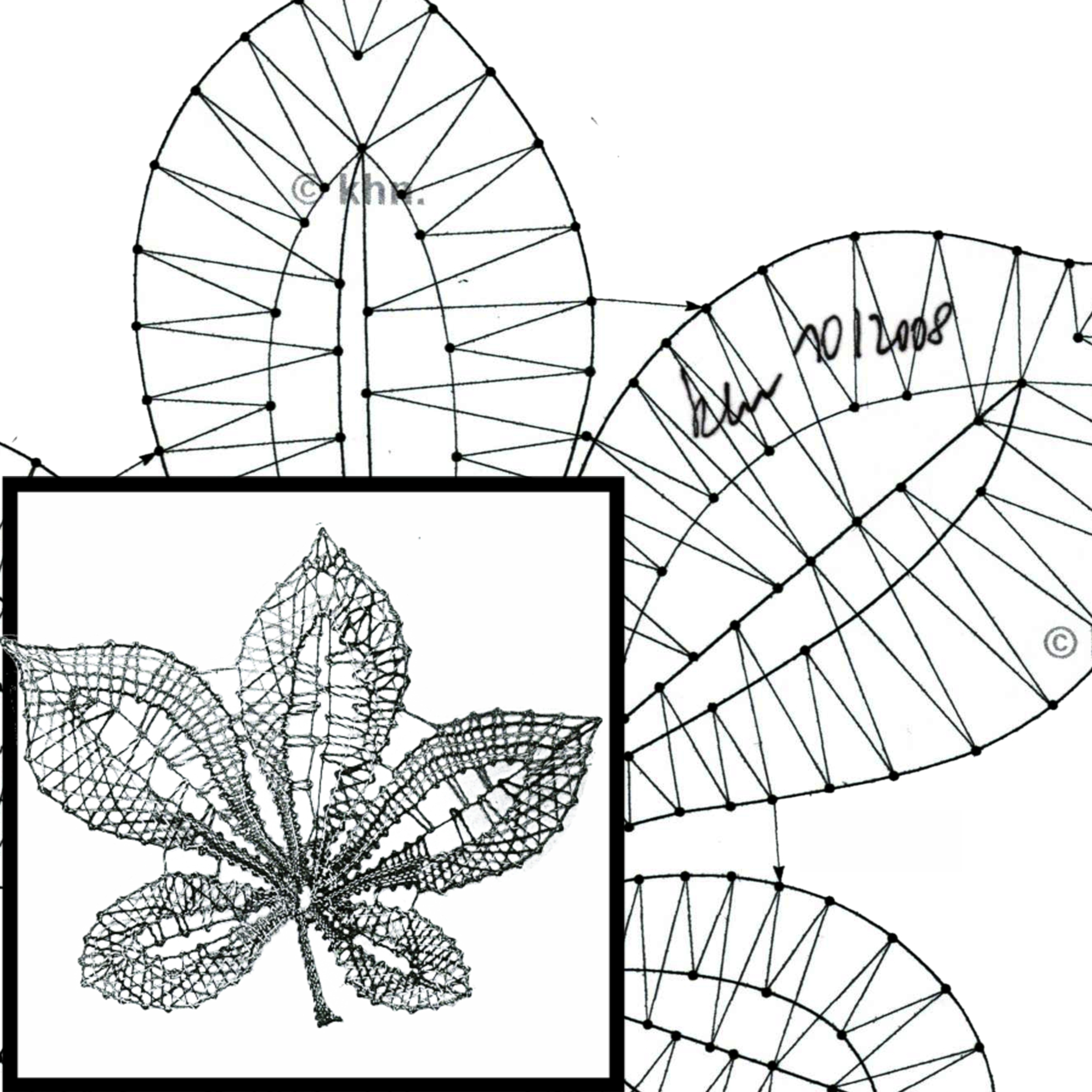 Klöppelbrief Kastanienblatt