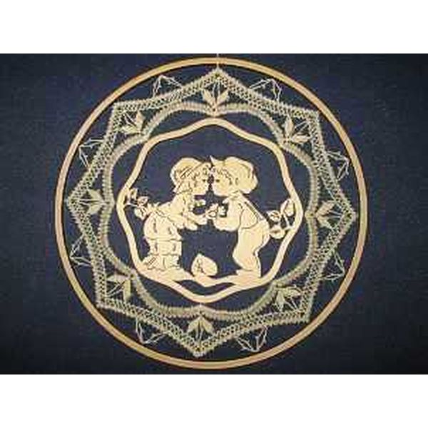 Klöppelbrief Fensterbild (Ø: 20 cm)