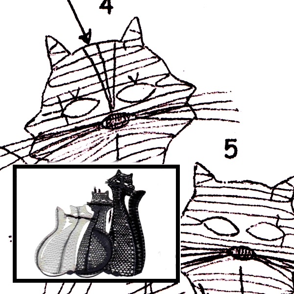 Klöppelbrief Katzenfamilie