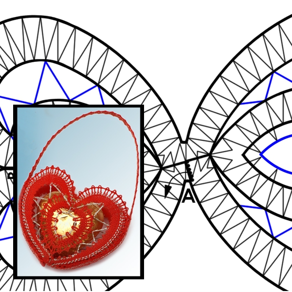 Klöppelbrief "Hab Dich lieb" Herz-Körbchen