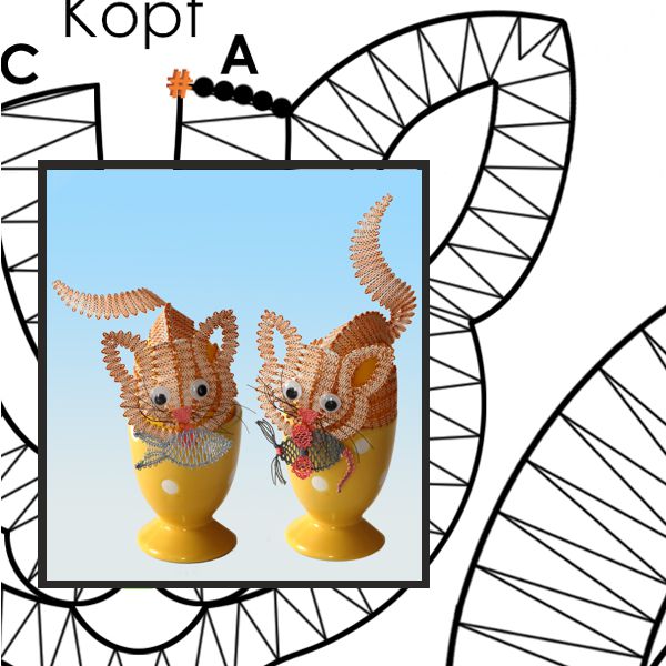 Klöppelbrief "Kätzchen" für Eier