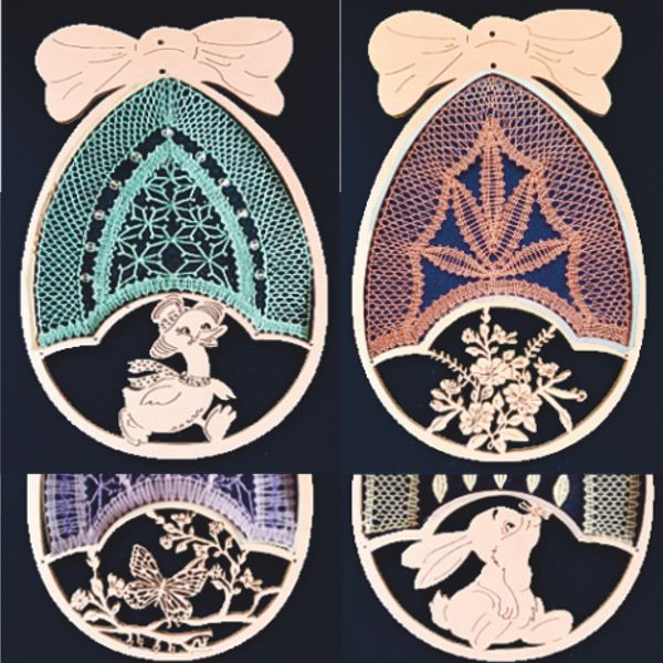 Holzrahmen Ei mit Schleife