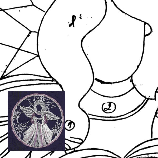 Klöppelbrief Engelchen (Ø: 15 cm)