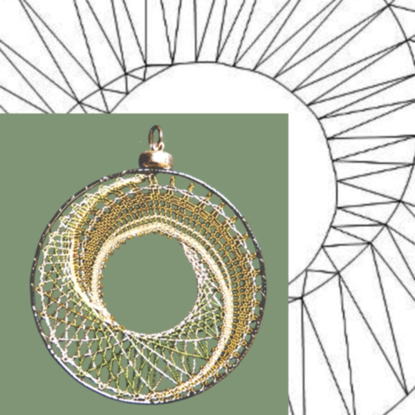 Klöppelbrief Anhänger "Gras mit Tau"