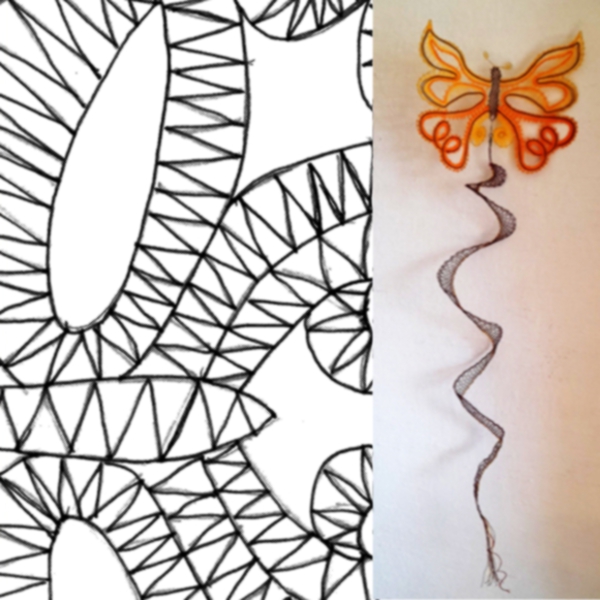 Klöppelbrief Windspiel Schmetterling