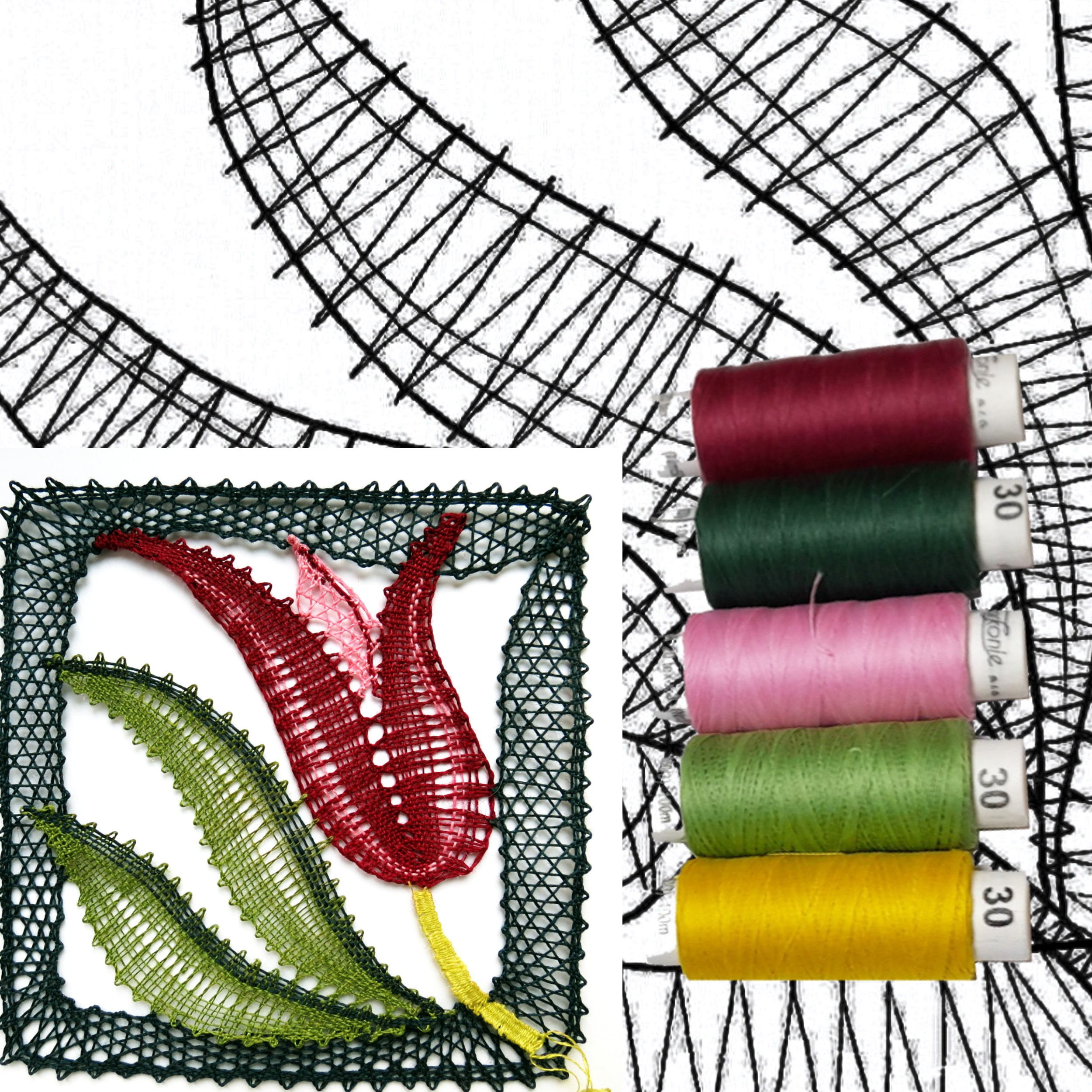 Klöppelbrief Tulpe + Garn