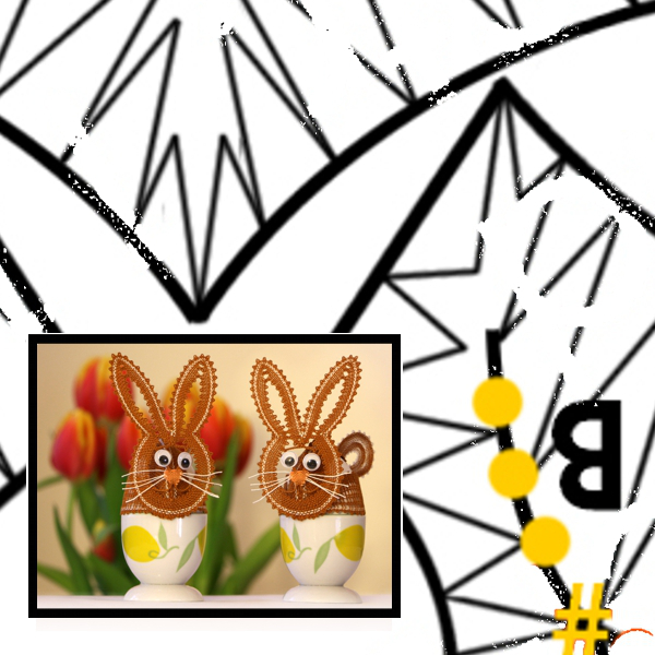 Klöppelbrief "Hasen-Hut für Eier"