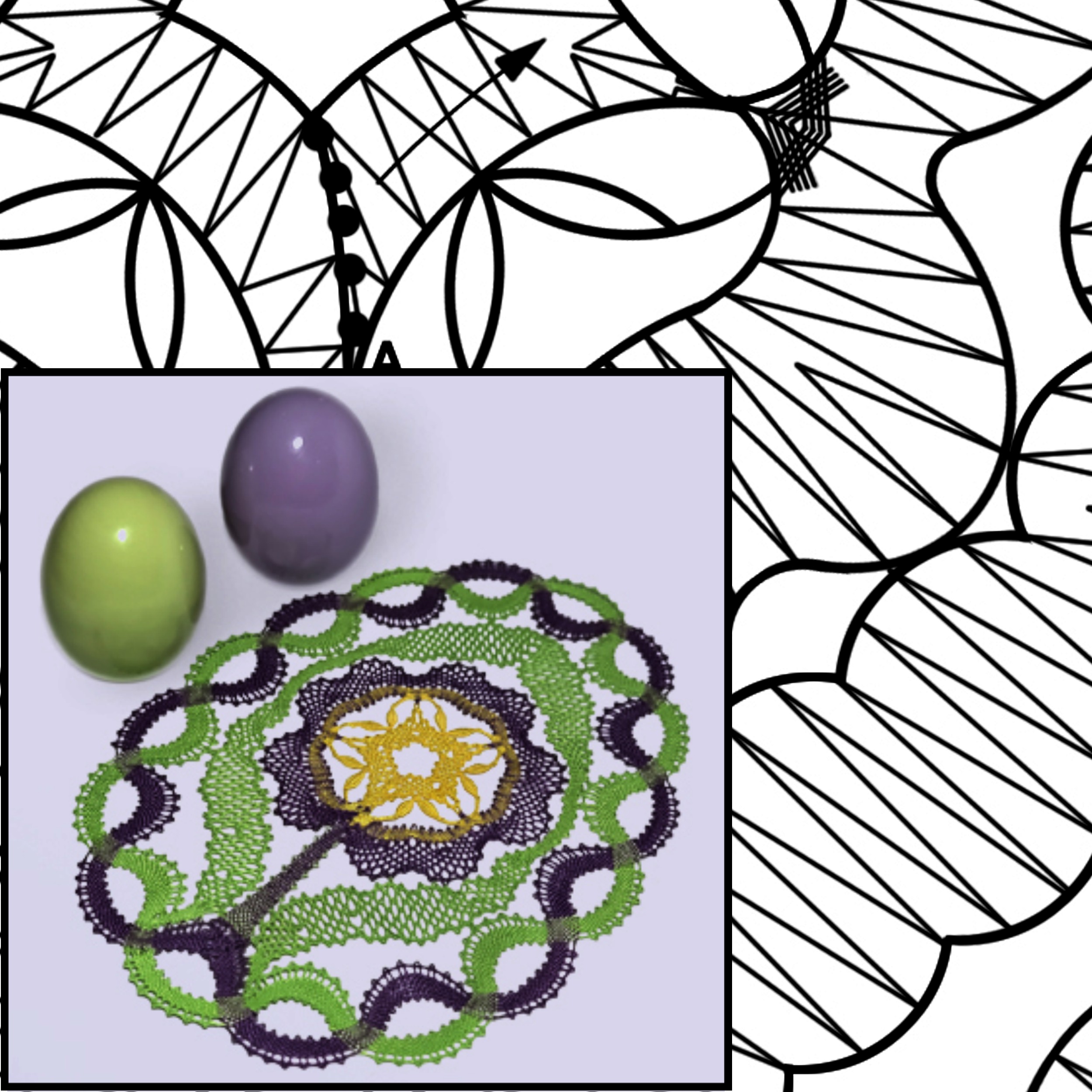 Klöppelbrief Osterei Primel