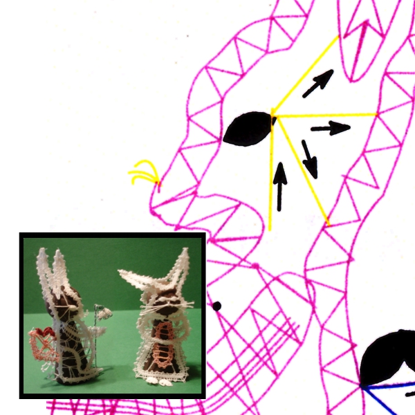 Klöppelbrief Hasen (Ei & Korb)