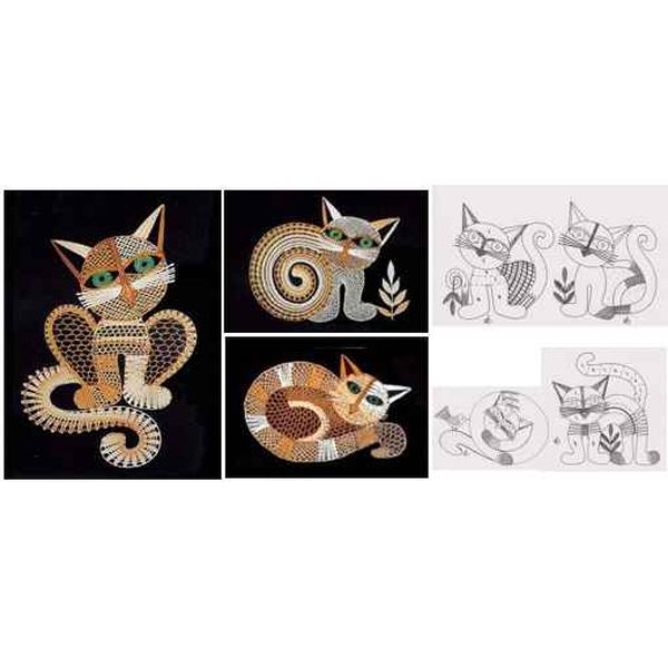 Klöppelbrief Katzen, 7 Motive