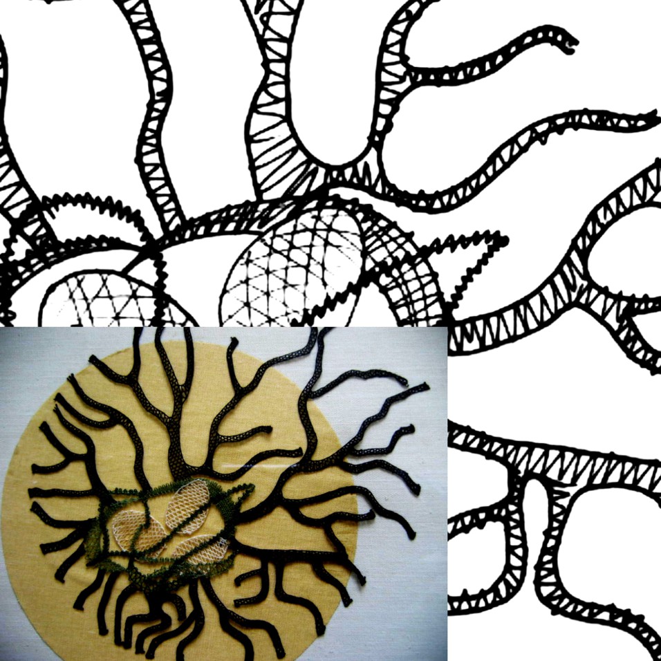 Klöppelbrief " Nest mit drei Eier"