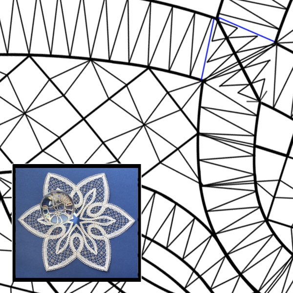 Klöppelbrief Deckchen "Asterico"