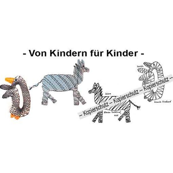 Klöppelbrief Pinguin & Zebra