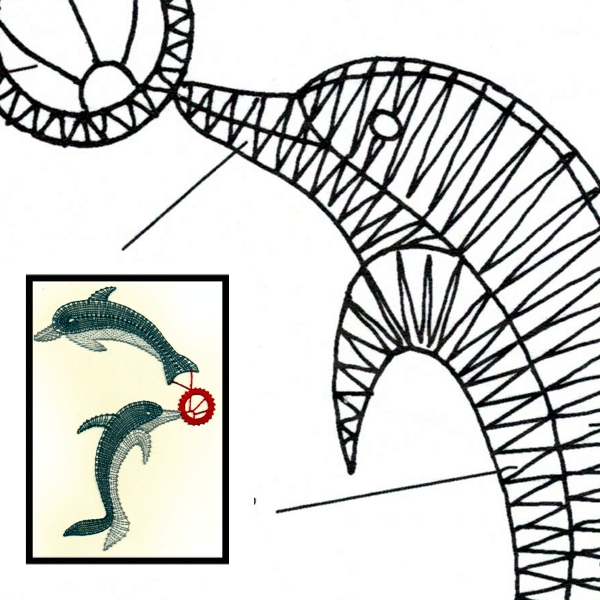 Klöppelbrief Delfine