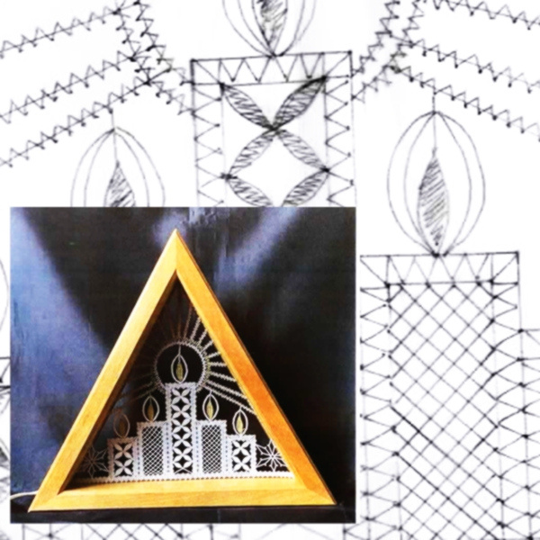 Klöppelbrief Kerzen für LED-Dreieck 30cm