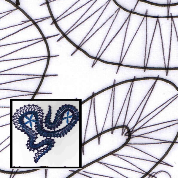 Klöppelbrief Spirale mit Blätter