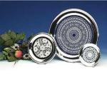 Glass Plate with Silver-Plated Beaded Rims 