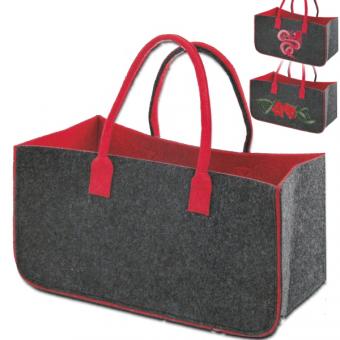 felt bag dark grey/red 