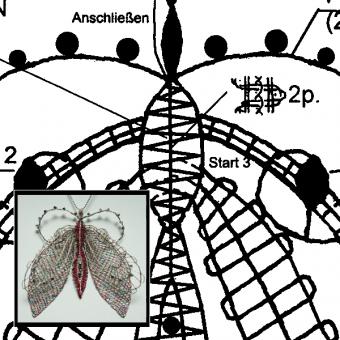 Klöppelbrief Brosche, Halskette, Haarschmuck 