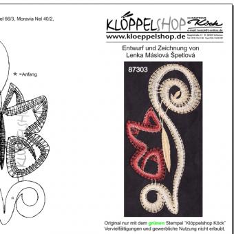 Klöppelbrief Schmetterling mit Schnörkel 