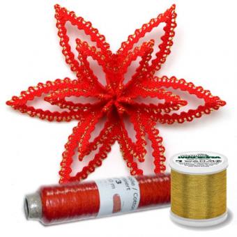 Klöppelbrief - Faltstern + Garn dazu 