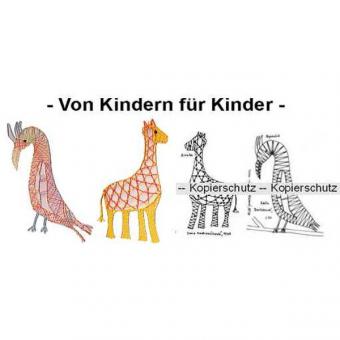 Klöppelbrief Papagei & Giraffe 