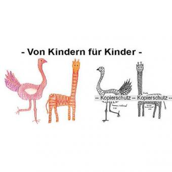 Klöppelbrief Strauß & Giraffe 