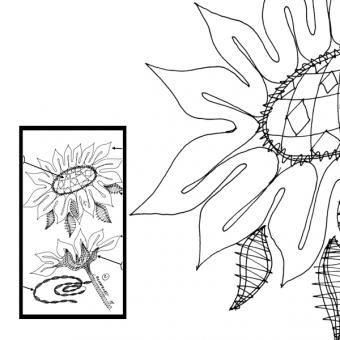 Klöppelbrief 2 Sonnenblumen 