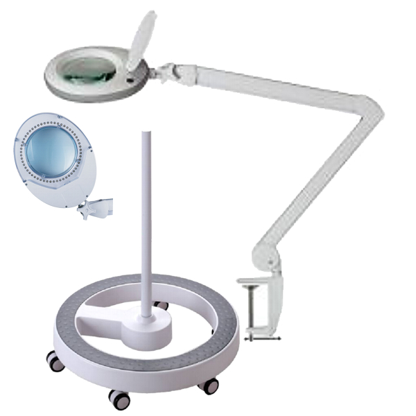 SET LUMENO LED-Magnifier Lamp + Wheeled Stand 