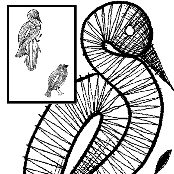 Klöppelbrief 2 Vögel 