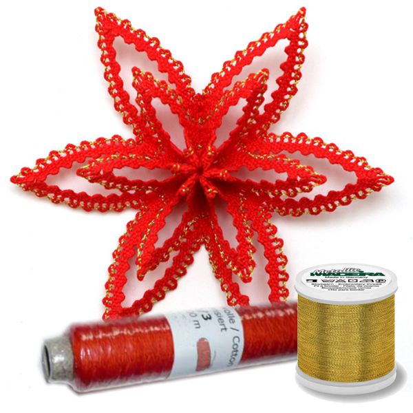 Klöppelbrief - Faltstern + Garn dazu 