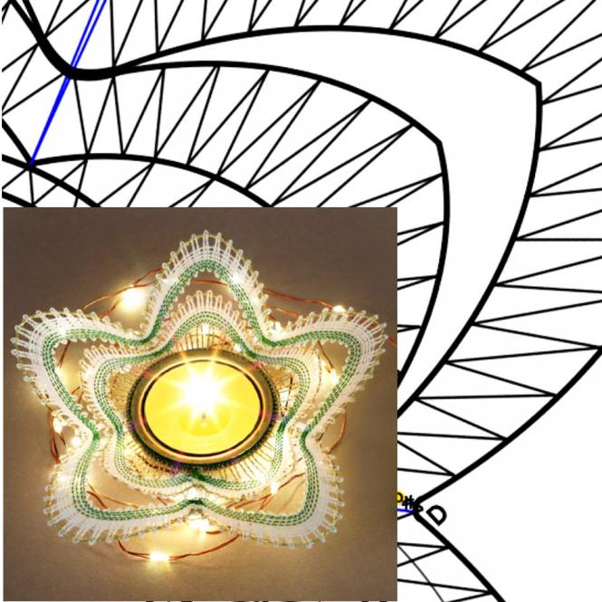 Klöppelbrief "Christrose" für Teelichthalter 