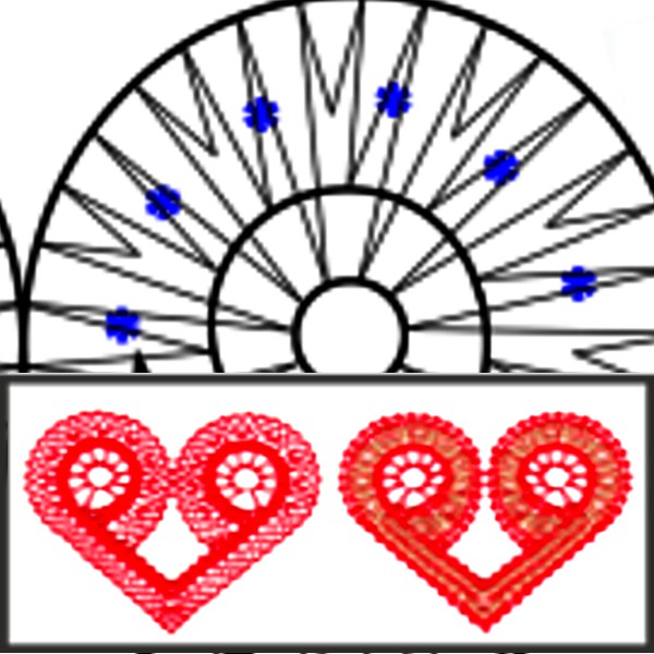 Klöppelbrief Herz "Hygge" 