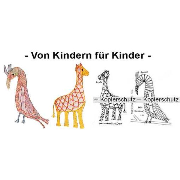 Klöppelbrief Papagei & Giraffe 