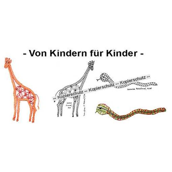 Klöppelbrief Giraffe & Schlange 