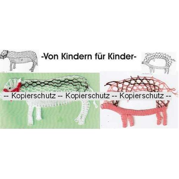 Klöppelbrief Schwein & Kuh 