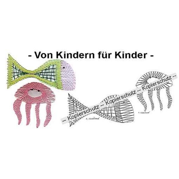 Klöppelbrief Tintenfisch & Wal 