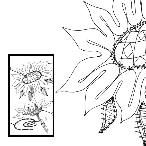 Klöppelbrief 2 Sonnenblumen 