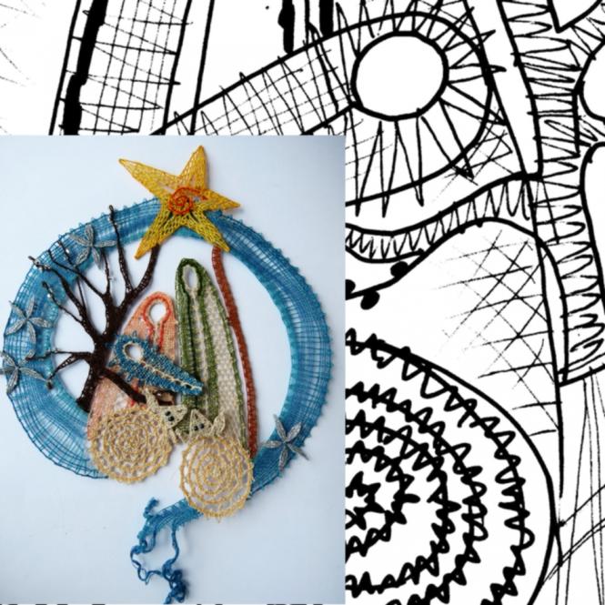 Lace pattern under blue sky 
