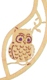 Wooden ring with motive Owl